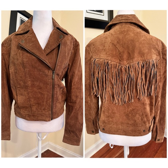 Western 100% Suede Leather Fringe Jacket - Picture 1 of 7